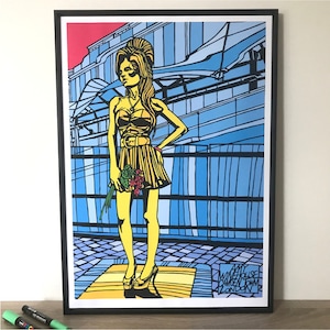 Amy Winehouse print - Amy Winehouse statue in Camden Market, London, Amy Winehouse wall art, Amy Winehouse music gift, Available in 3 sizes