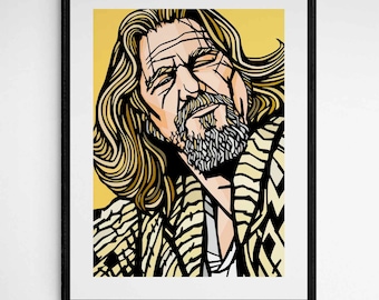 Big Lebowski art print | The Dude abides | Coen Brothers archival quality print wall decor, Jeff Bridges, Available in 3 sizes, Classic film