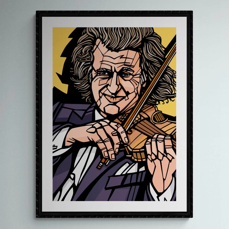 Andre Rieu Art print, archival quality inks and paper, Violinist, Conductor, Orchestral music, Classical music, André Rieu Yellow Background