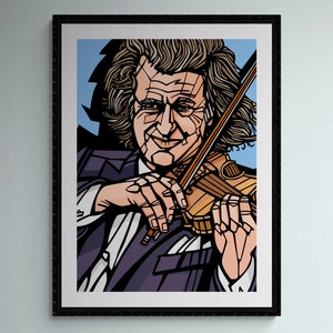 Andre Rieu Art print, archival quality inks and paper, Violinist, Conductor, Orchestral music, Classical music, André Rieu Blue Background