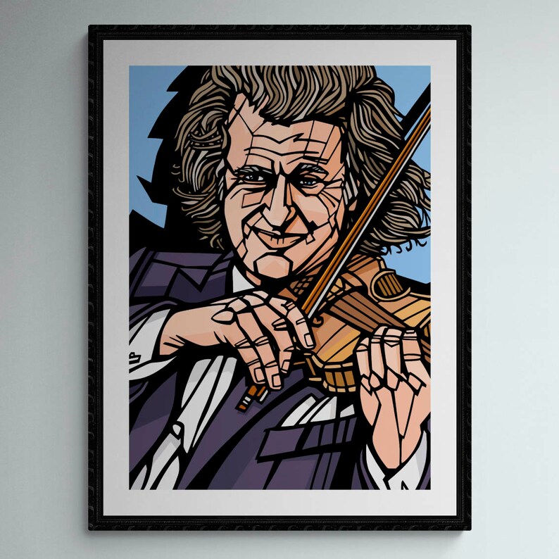 Andre Rieu Art print, archival quality inks and paper, Violinist, Conductor, Orchestral music, Classical music, André Rieu Blue Background