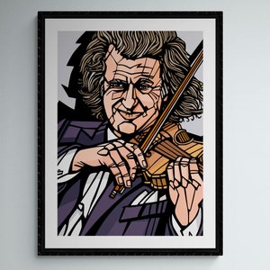 Andre Rieu Art print, archival quality inks and paper, Violinist, Conductor, Orchestral music, Classical music, André Rieu Pale Grey Bk