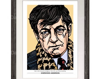 SHERWOOD ANDERSON Print, Add personalised quote, Famous Authors print, Available in 3 sizes, Literature gift