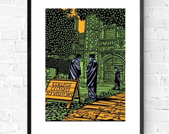 Trinity College Porters Cambridge, Trinity College print, Cambridge University Graduation gift, Cambridge city art print, City prints