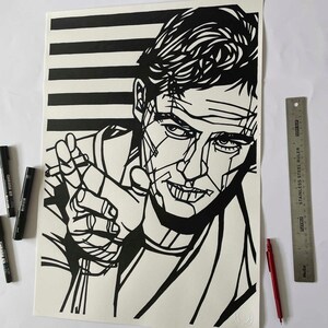 MARLON BRANDO Original Ink Drawing, Opere d&#39;arte su larga scala, On the Waterfront, Streetcar Named Desire, Hollywood movie stars wall decor