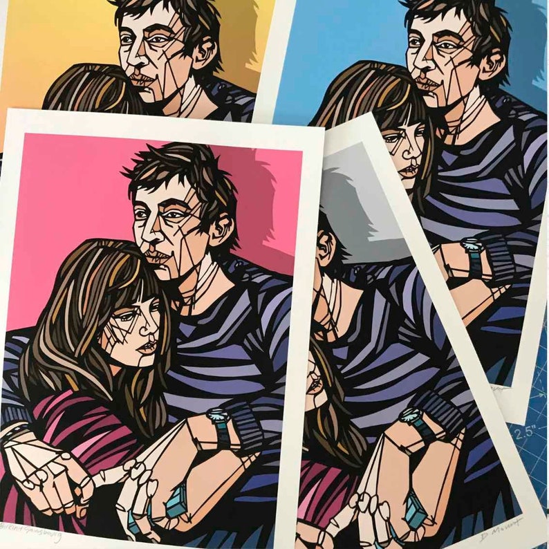 Serge Gainsbourg Jane Birkin Art print Birkin and Gainsbourg Pop Art Print
