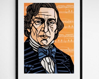 FRÉDÉRIC CHOPIN art print, Classical composers, Classical music, archival quality inks and paper, Music lover, Piano music, Wall Decor