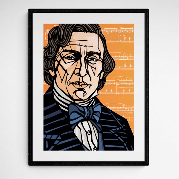 Impression d'art FRÉDÉRIC CHOPIN, Compositeurs classiques, Musique classique, encres et papier de qualité archivistique, Mélomane, Musique de piano, Décoration murale