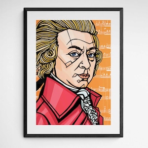 WOLFGANG AMADEUS MOZART Art print, Classical composer home decor, Classical music prints, music lover gift, archival quality prints