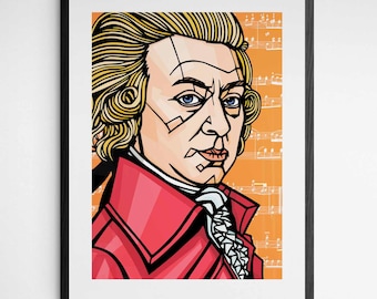 WOLFGANG AMADEUS MOZART Art print, Classical composer home decor, Classical music prints, music lover gift, archival quality prints