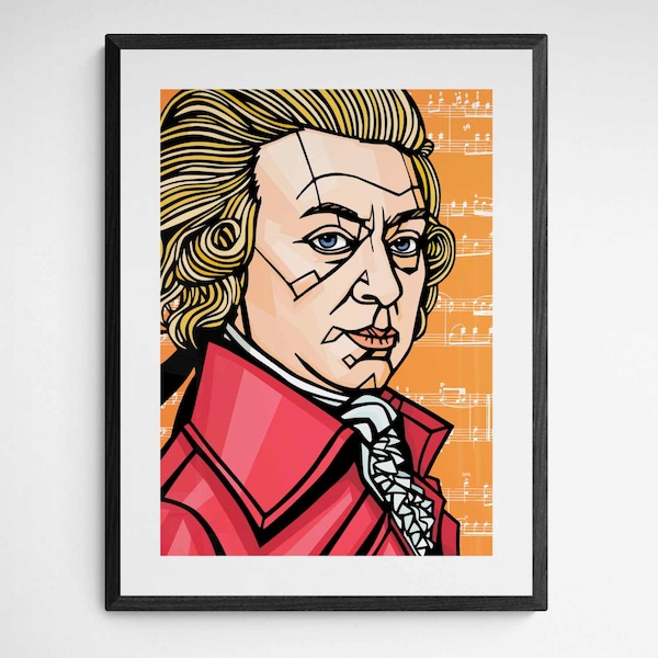 WOLFGANG AMADEUS MOZART Art print, Classical composer home decor, Classical music prints, music lover gift, archival quality prints