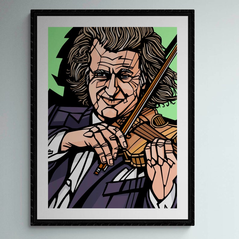 Andre Rieu Art print, archival quality inks and paper, Violinist, Conductor, Orchestral music, Classical music, André Rieu Green Background