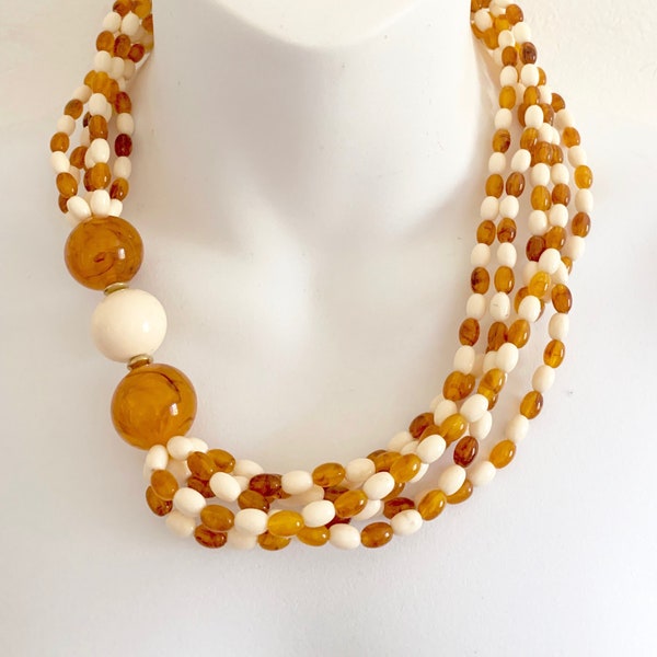 Vintage Lucite Six Strand Asymetrical Necklace