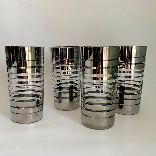 Modernist Silvered Highball Glasses