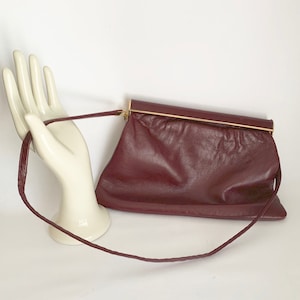 vintage Sac à bandoulière en cuir bordeaux Jane Shilton