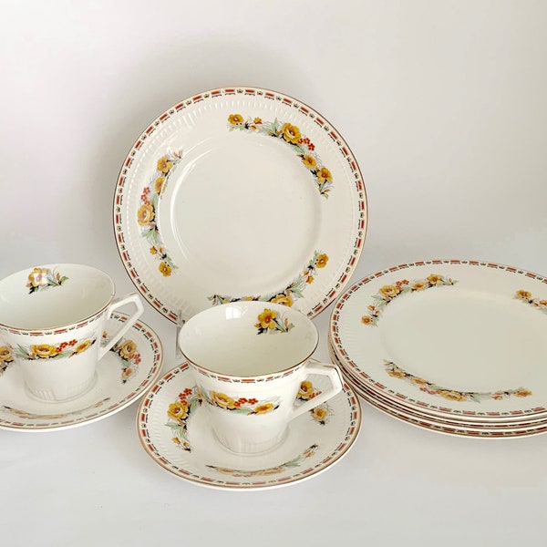 Maddock Embassy Pattern Tea Cups and Plates