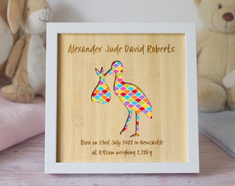 Personalised Newborn baby gift. Birth Details Cutout Art - Colourful Edition. Custom Nursery Decor, Christening present. New baby frame