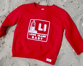 Sweat Long Island Baby Logo Rouge. Sweat-shirt pour tout-petits.