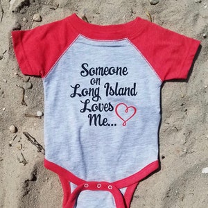 Someone on Long Island Loves me onesie red image 1