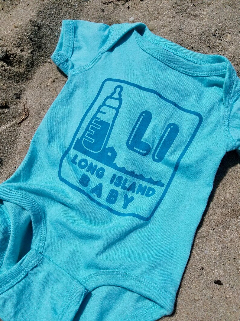 Long Island Baby Onesie Logo Teal. Boy Onesie Baby Girl Onesie Long Island Onesie Island Onesie image 2