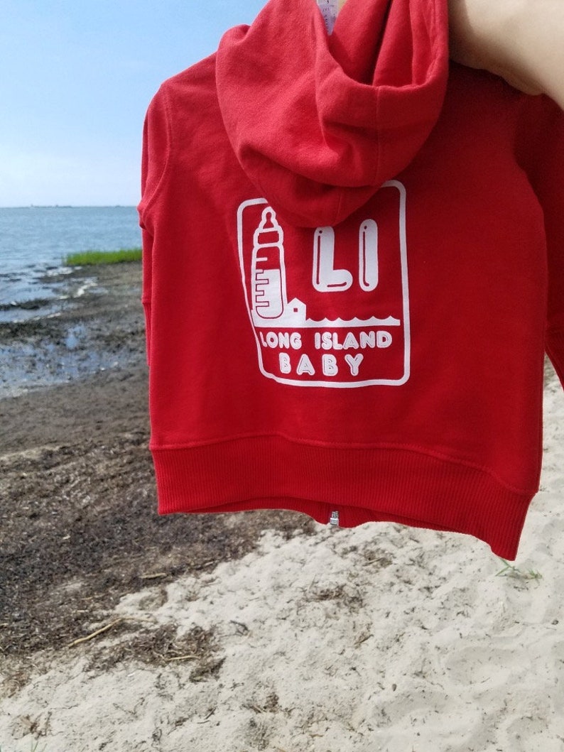 Long Island Baby Logo zip hoodie Red. Long Island Hoodie. image 2
