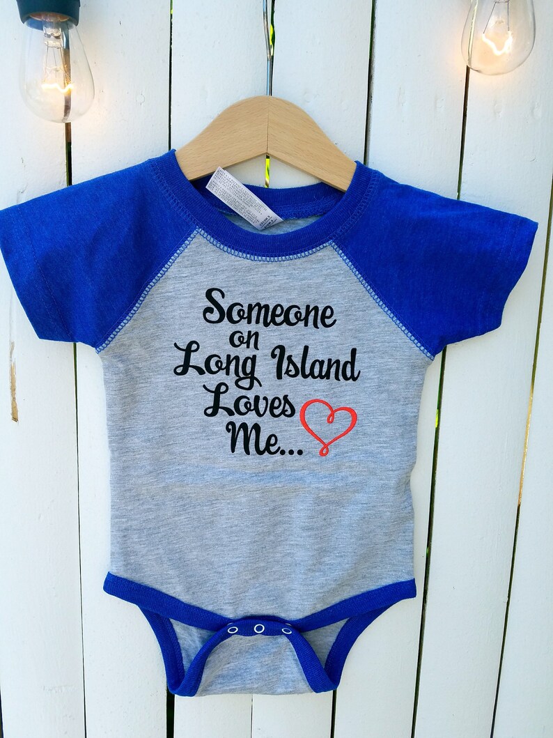 Someone on Long Island Loves me onesie. Boy Onesie Long Island Onesie Island Onesie image 1