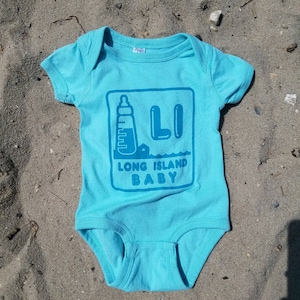 Long Island Baby Onesie Logo Teal. Boy Onesie Baby Girl Onesie Long Island Onesie Island Onesie image 1