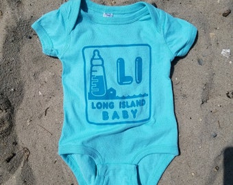 Long Island Baby Onesie Logo Teal. Boy Onesie | Baby Girl Onesie  | Long Island Onesie | Island Onesie