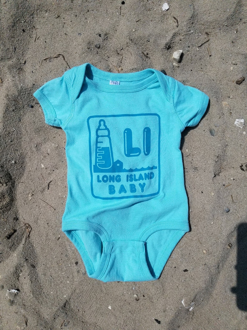 Long Island Baby Onesie Logo Teal. Boy Onesie Baby Girl Onesie Long Island Onesie Island Onesie image 1