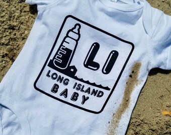 Long Island Baby Onesie Logo White