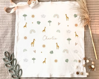 Personalized Giraffe Baby Blanket: Cotton Nursery Decor
