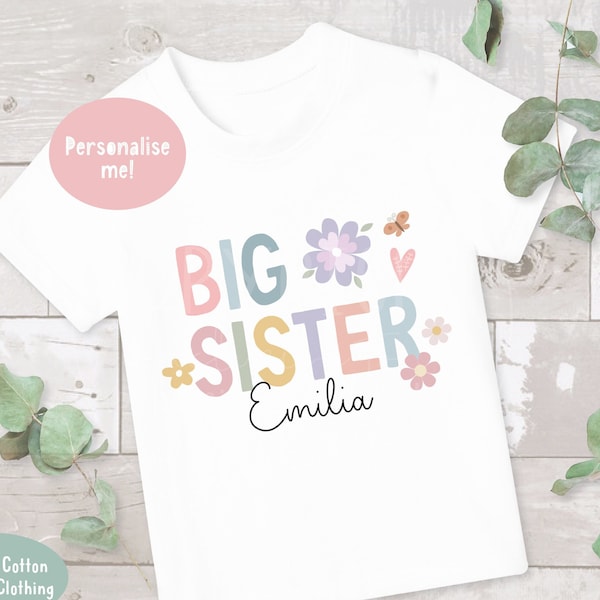 T-Shirt „Große Schwester“, Oberteil „Große Schwester“, Schwangerschaftsankündigung, Oberteil „Große Schwester“, T-Shirt „Große Schwester“, T-Shirt „Große Schwester“, T-Shirt „Kleine Schwester“, T-Shirt für Mädchen