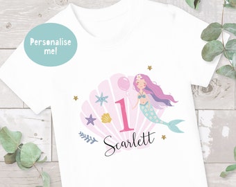 Mermaid Birthday T-shirt, Birthday Keepsake T-shirt, Children's Birthday Gift, 1st Birthday T-shirt, Girls Birthday, 3rd Birthday T-shirt