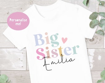 Personalized Big Sister Cotton T-Shirt: Pregnancy Announcement