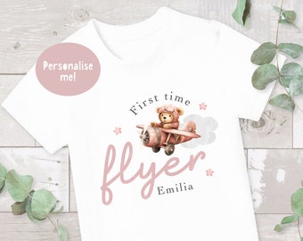 First time flyer t-shirt, Kids first holiday T-shirt, Personalised Kids T-shirt, Girls T-shirt, Holiday t-shirt, Summer holiday top