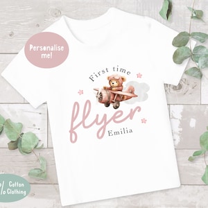 First time flyer t-shirt, Kids first holiday T-shirt, Personalised Kids T-shirt, Girls T-shirt, Holiday t-shirt, Summer holiday top