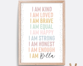 Girls affirmation print, quote print, nursery print, nursery wall art, girl nursery print, girl wall art, pink print, playroom art