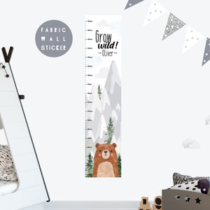 Height chart, Woodland animal wall sticker, Wall decal, Nursery wall sticker, Nursery wall art, Growth chart, Beer nursery, Mountain nursery