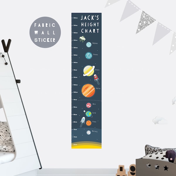 Solar System Height Chart Wall Sticker: Nursery Space Decor