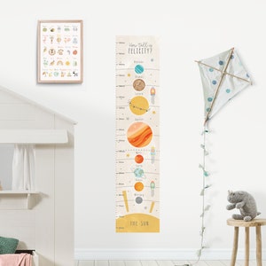Height chart, Solar system wall sticker, Wall decal, Nursery wall sticker, Nursery wall art, Kid wall decal, Mural, Space wall art,