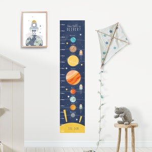 Height chart, Solar system wall sticker, Wall decal, Nursery wall sticker, Nursery wall art, Kid wall decal, Mural, Space wall art,