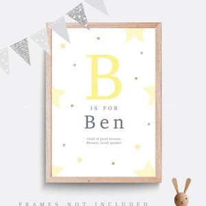 Child name print. Name meaning print. Baby name print. Baby name sign. Baby gift. Christening/baptism gift. Nursery wall art, Star nursery