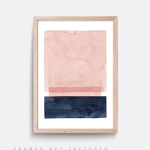 Abstract wall art, Navy blue wall art, Minimalist print, Home decor, Pink wall art, modern wall art, Bedroom wall art, Living room