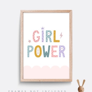 Girl power print, nursery print, nursery wall art, girl nursery print, kids bedroom art, girl wall art, pink print, playroom art