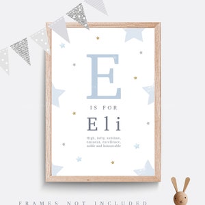 Child name print. Name meaning print. Baby name print. Baby name sign. Baby gift. Christening/baptism gift. Nursery wall art, Star nursery