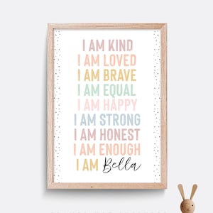 Girls affirmation print, quote print, nursery print, nursery wall art, girl nursery print, girl wall art, pink print, playroom art