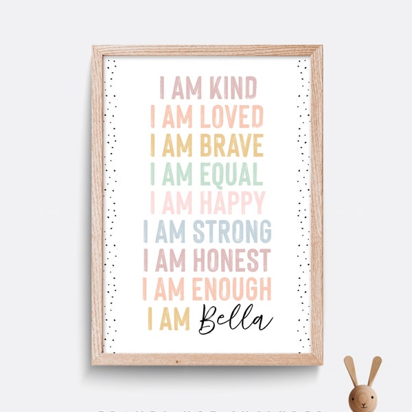 Girls affirmation print, quote print, nursery print, nursery wall art, girl nursery print, girl wall art, pink print, playroom art