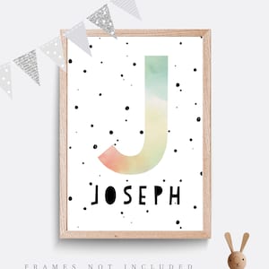 Personalised Name Print, Nursery wall art, Boy wall art, Monogram letter Print, Child name print, Letter Wall Art, Nursery Initial, Blue art