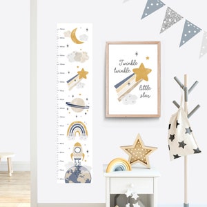 Height chart, Space wall sticker, Wall decal, Nursery wall sticker, Nursery wall art, Kid wall decal, Mural, Space wall art, Growth chart