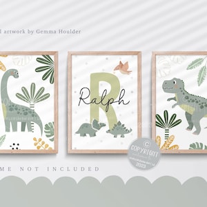 Dinosaur nursery print, Dinosaur wall art, Green nursery decor, Boys nursery art, Boy bedroom print, Dinosaur decor, Dinosaur bedroom